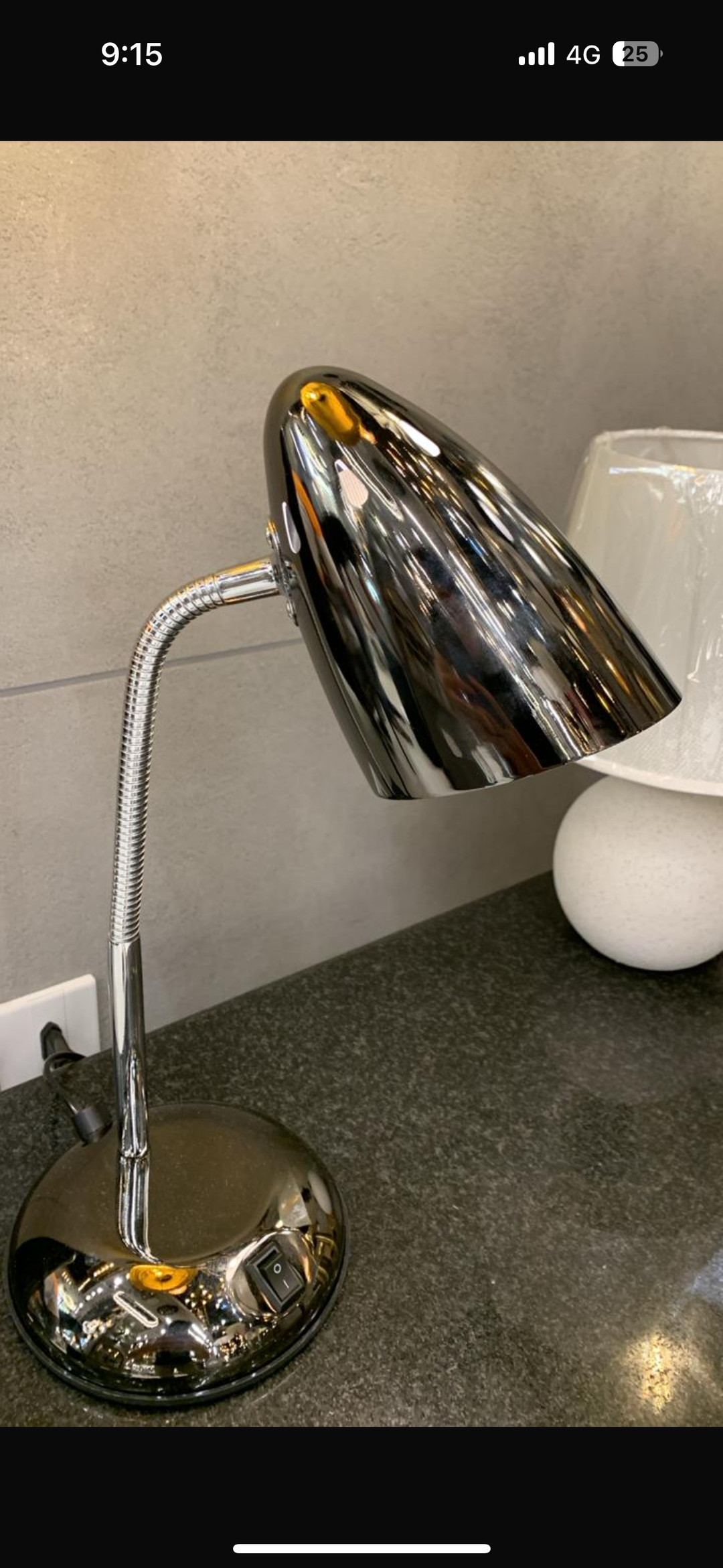 Modern Chrome Metal Table Lamp  Adjustable Neck