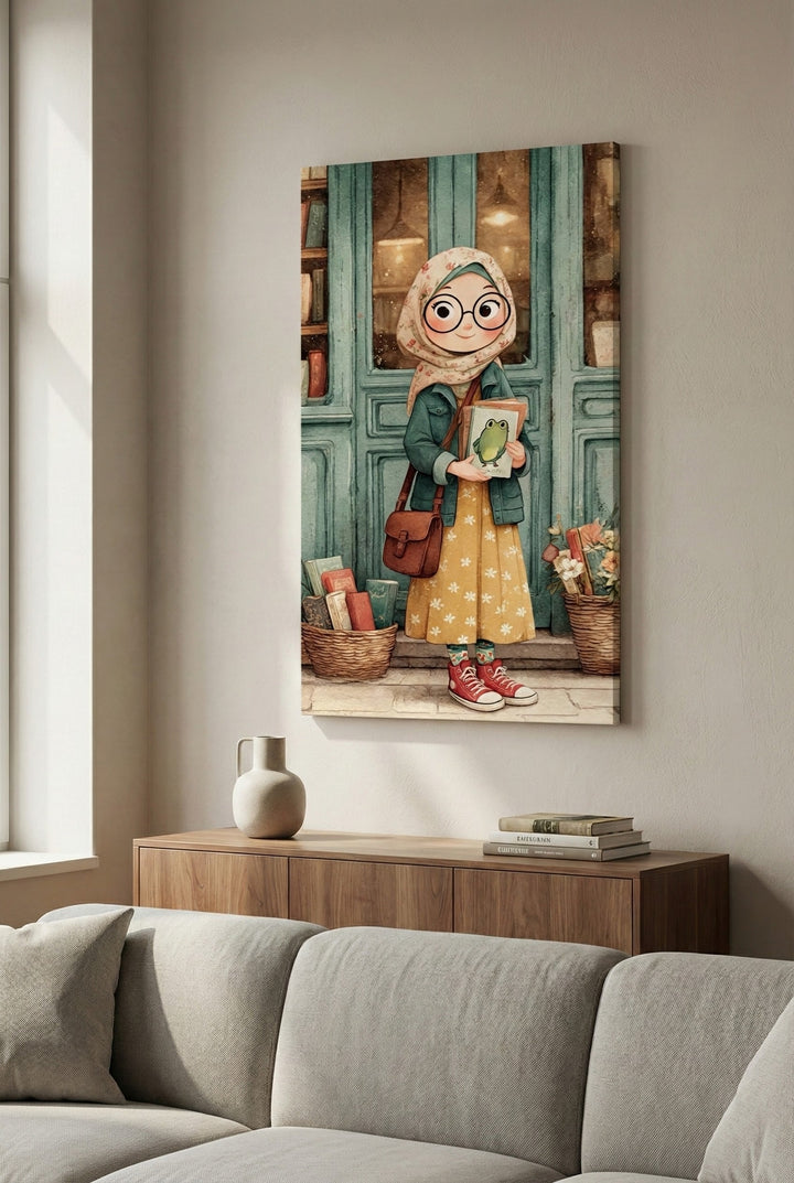 Cute Book Lover Girl Canvas Art