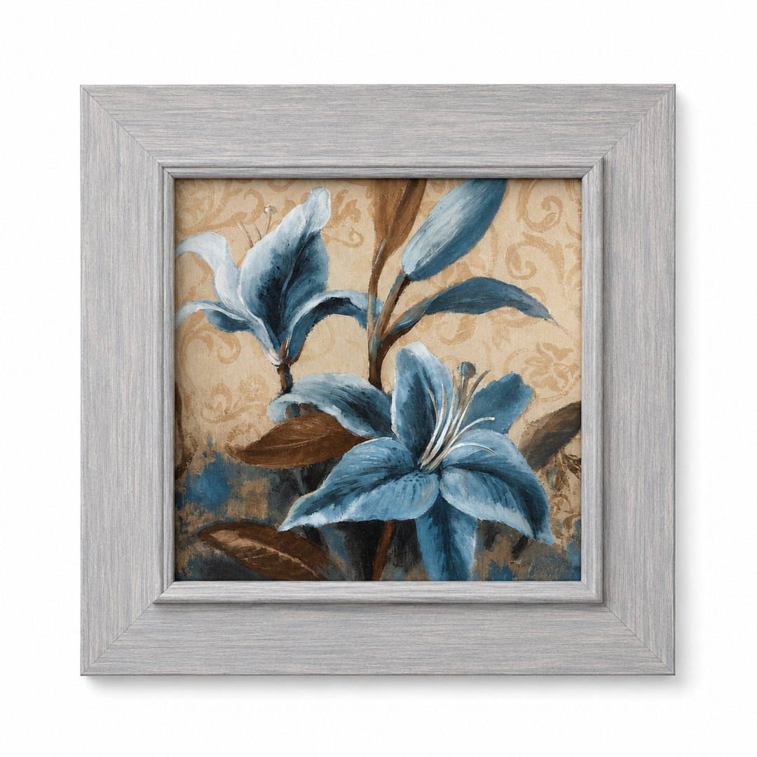 Blue Floral Framed Wall Art 25 cm