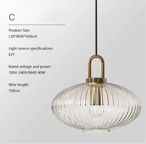 Modern Ribbed Glass Pendant Light Set