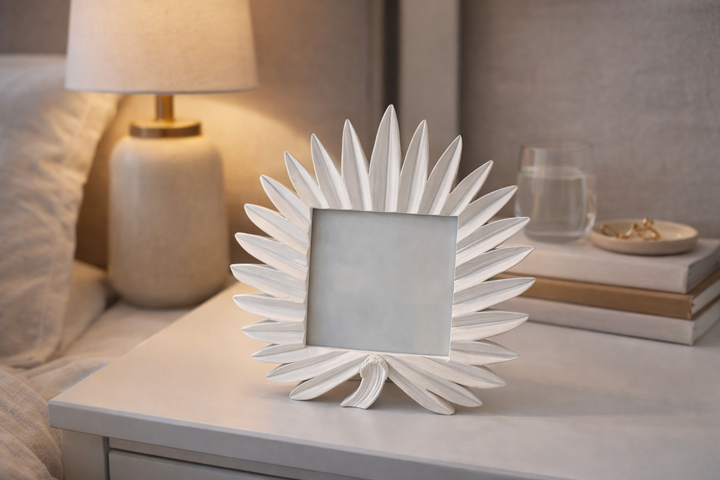 White Leaf Design Decorative Photo Frame