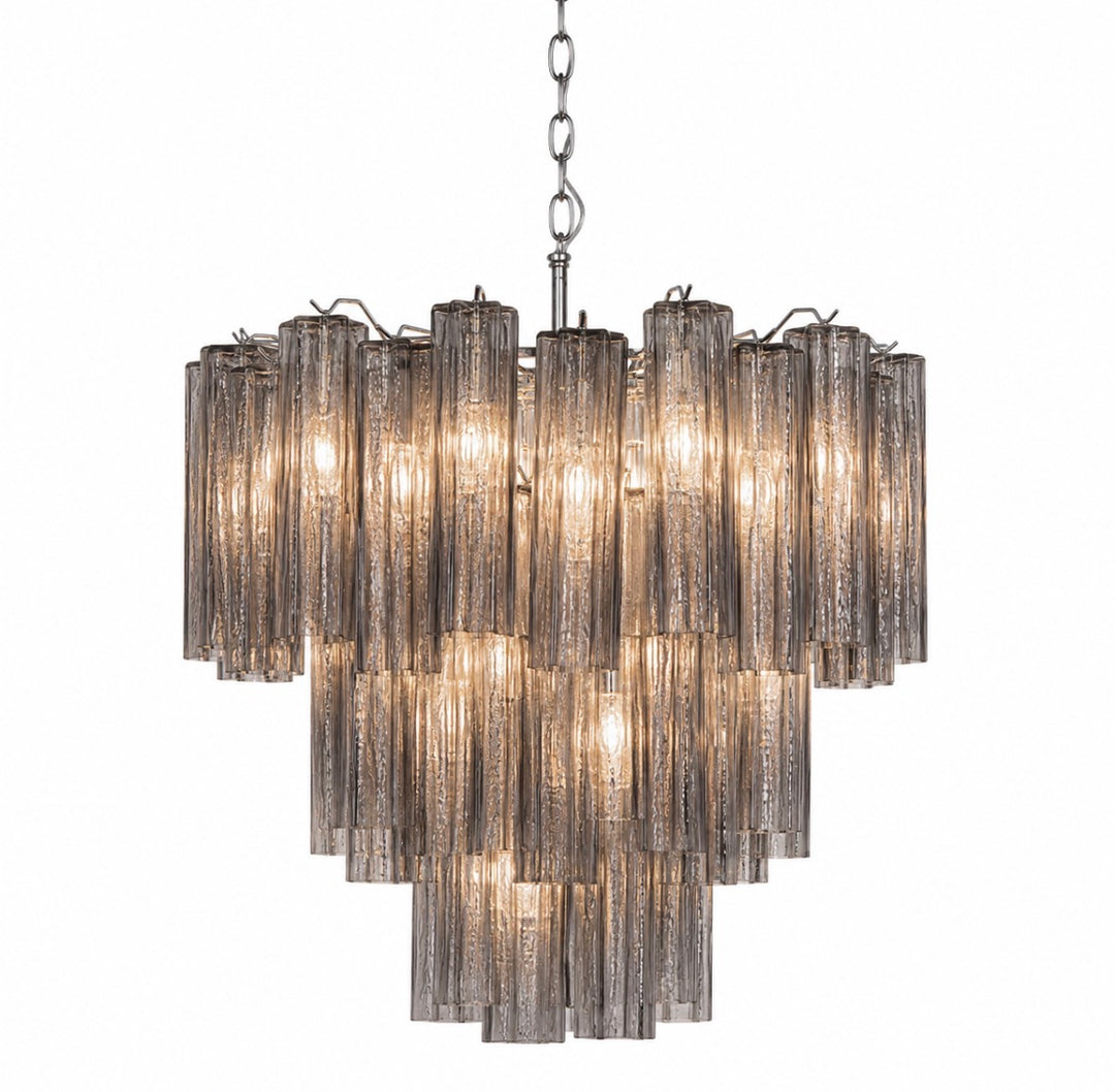 Vintage Smoked Glass Fringe Chandelier