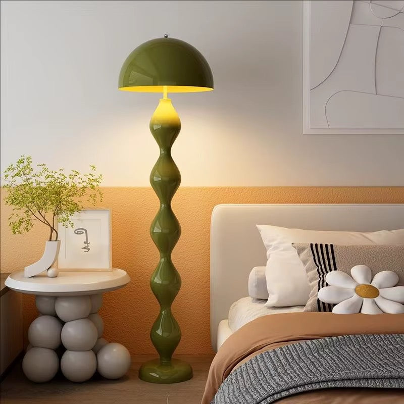 Sculptural Olive Green Dome Floor Lamp