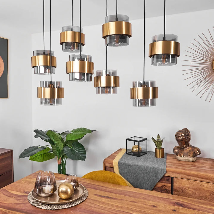 Luxury Tiered Glass and Gold Pendant Light