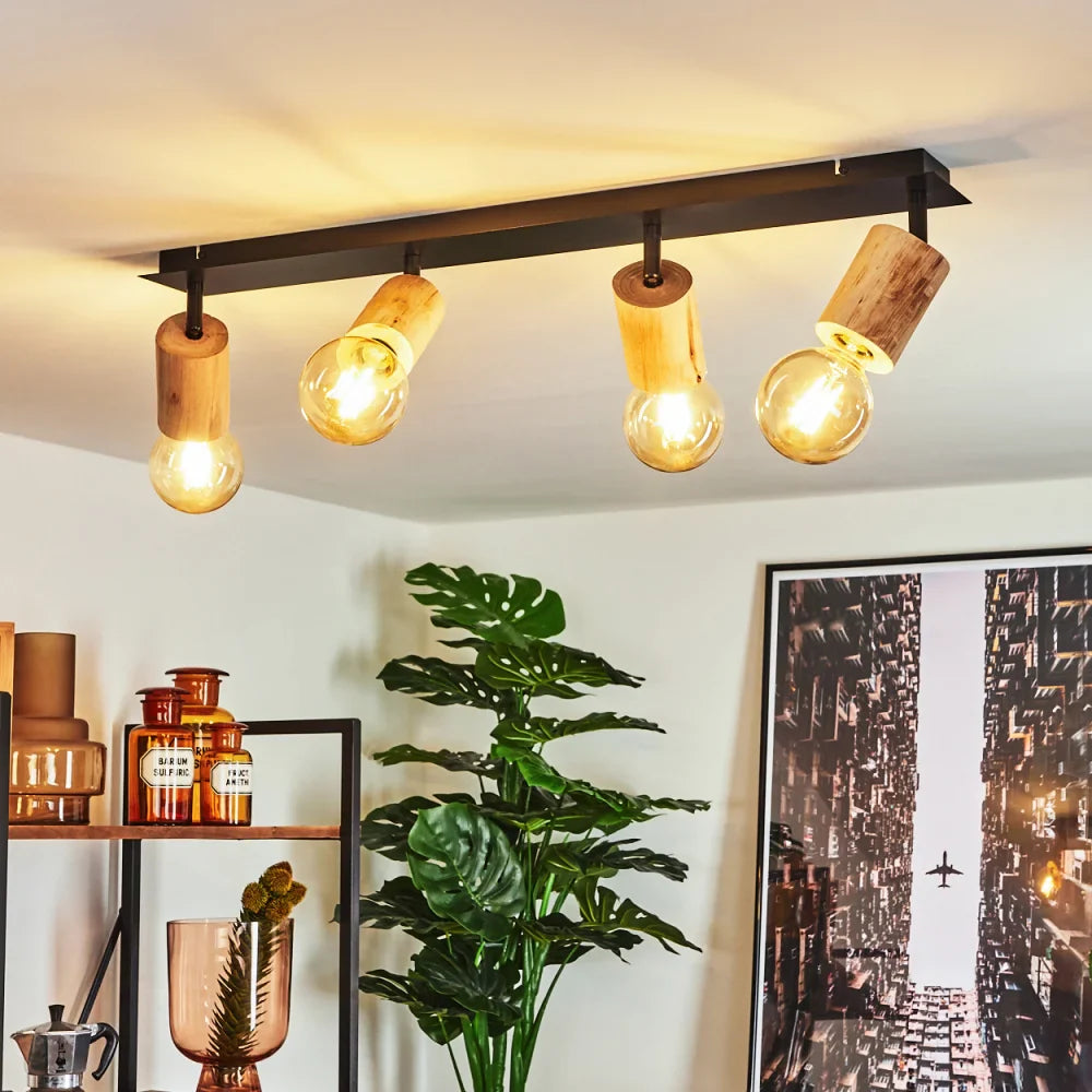 Rustic Wooden Track Ceiling Light