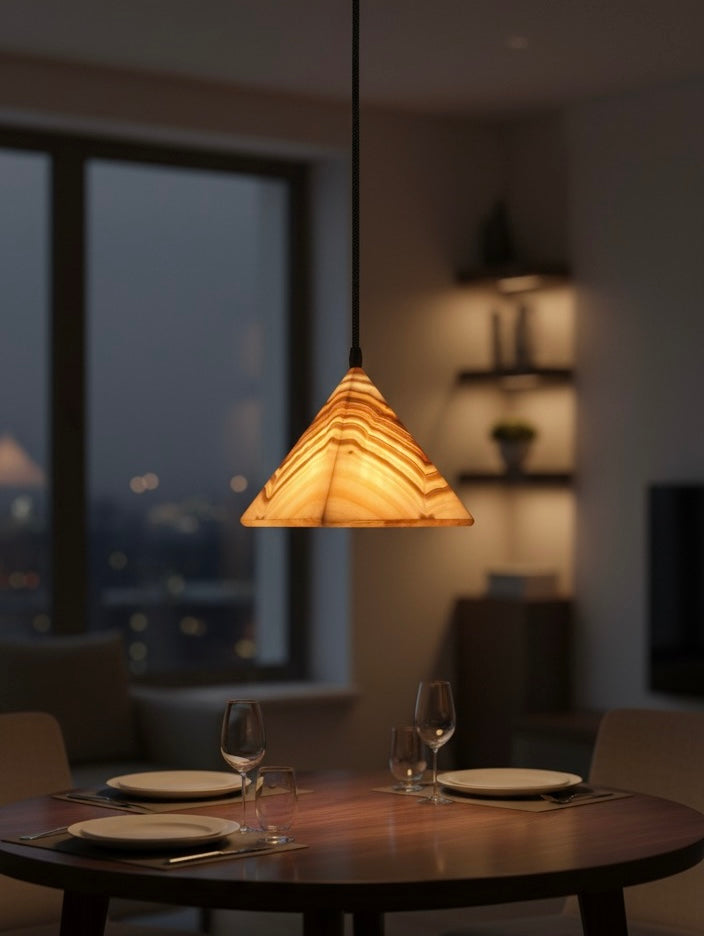 Warm Pyramid AlabasterPendant Light