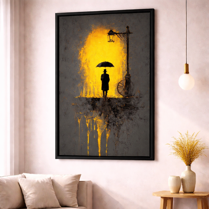 Golden Rain Silhouette Framed
