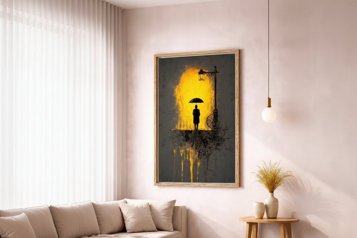 Golden Rain Silhouette Canvas