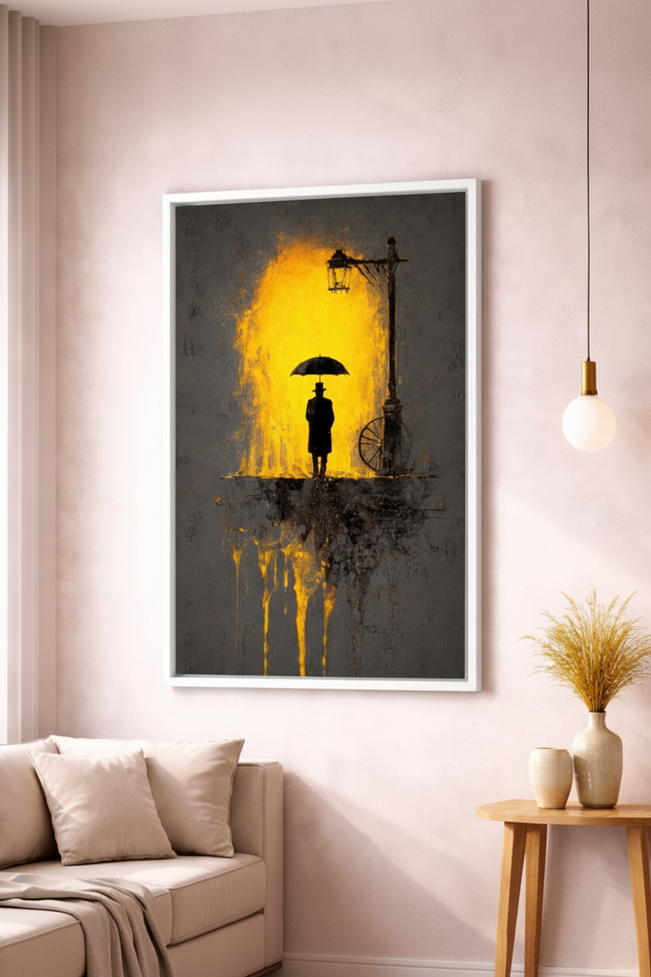 Golden Rain Silhouette Canvas