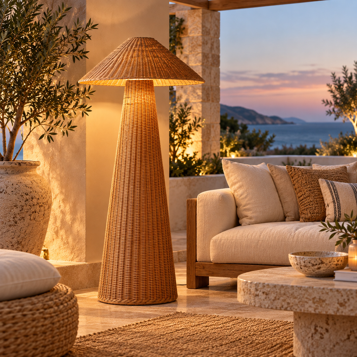 Natural Woven Rattan Floor Lamp