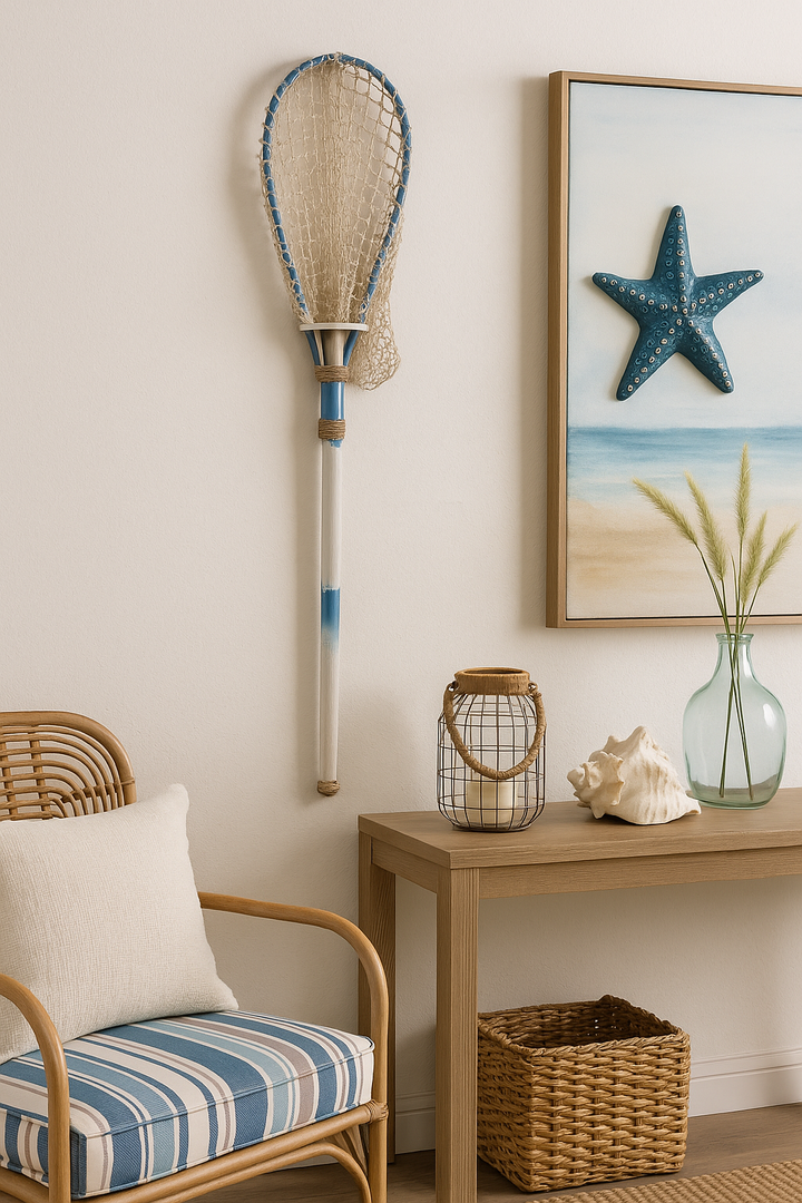 Fish Net Wall Nautical Fishing Net Wall DecorEnhance your coastal interiors with thi ...