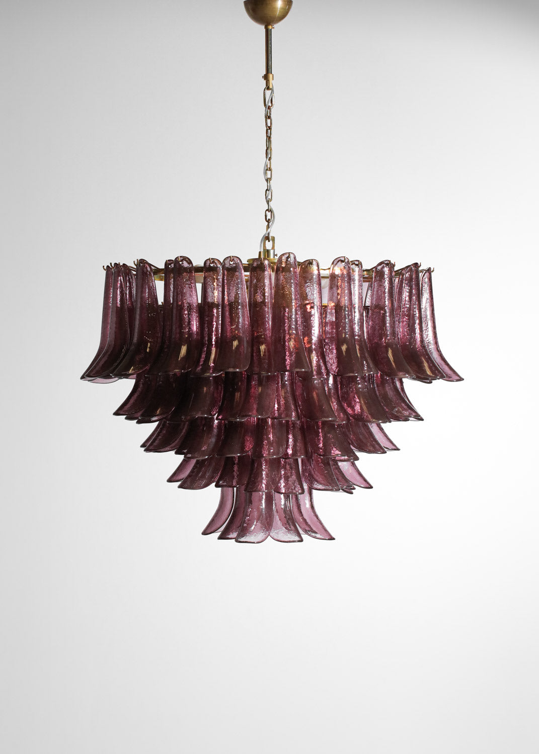 Burgundy Glass Cascade Chandelier with Layered Shades