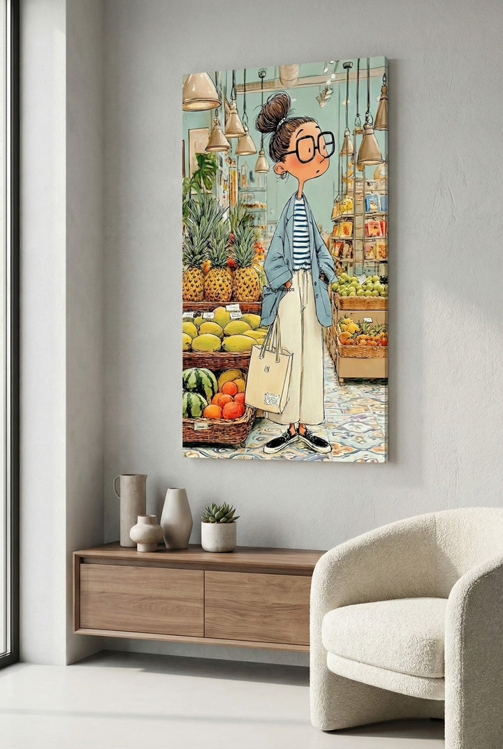 Stylish Market Girl Canvas Art