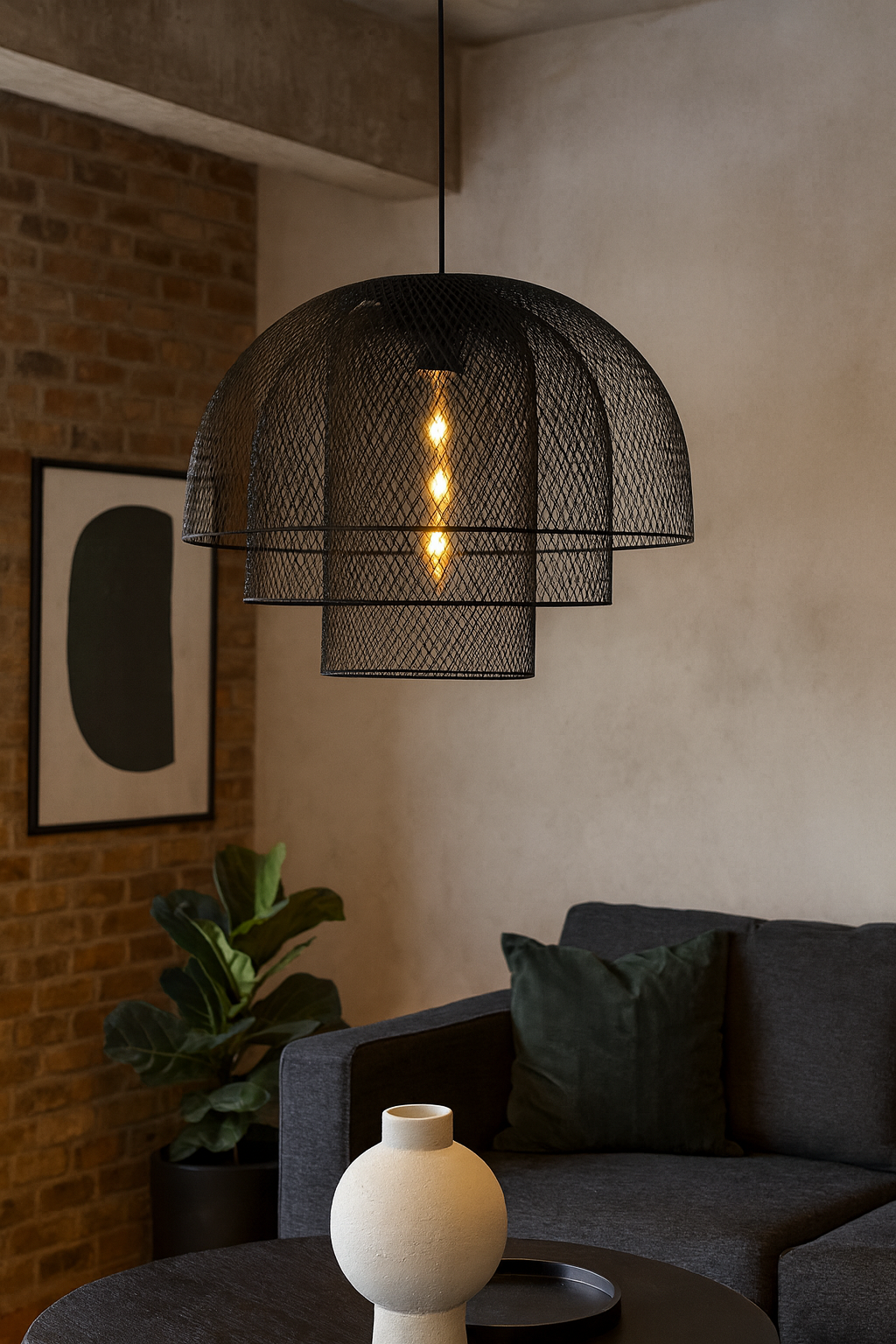 Golden Mesh Dome Pendant
