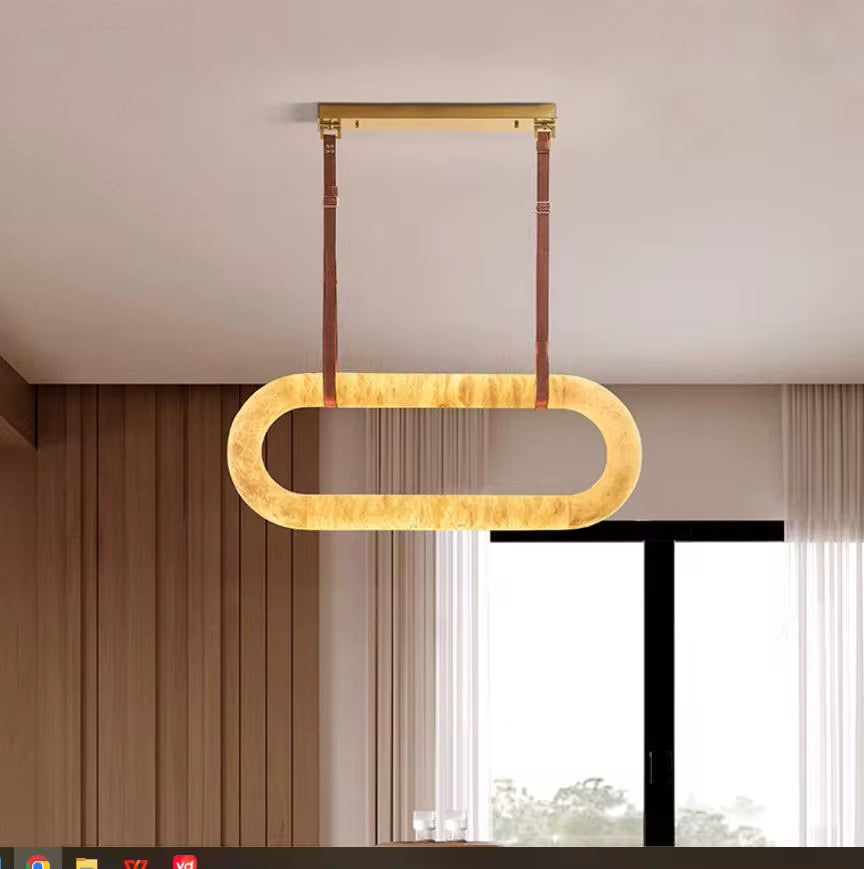 Spanish Marble Pendant Lights with brown belt holders