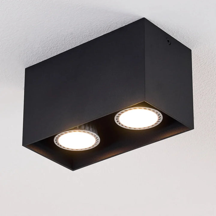 Modern Dual Black Rectangular Ceiling Spotlight