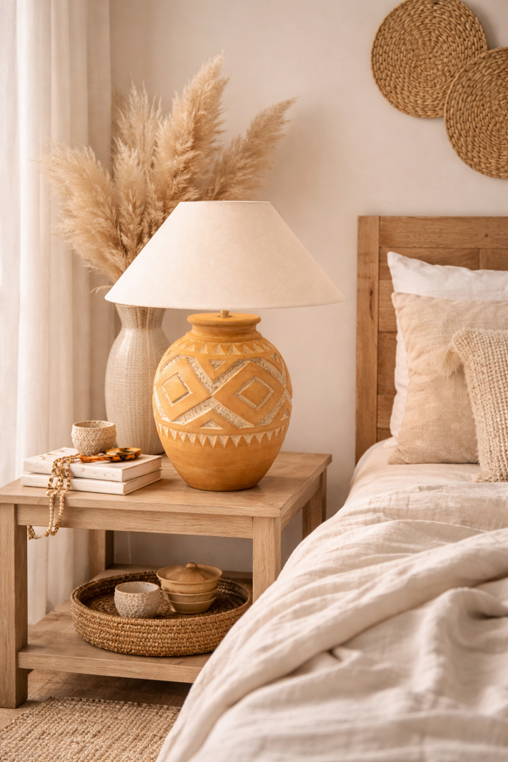 Boho Terracotta Table Lamp