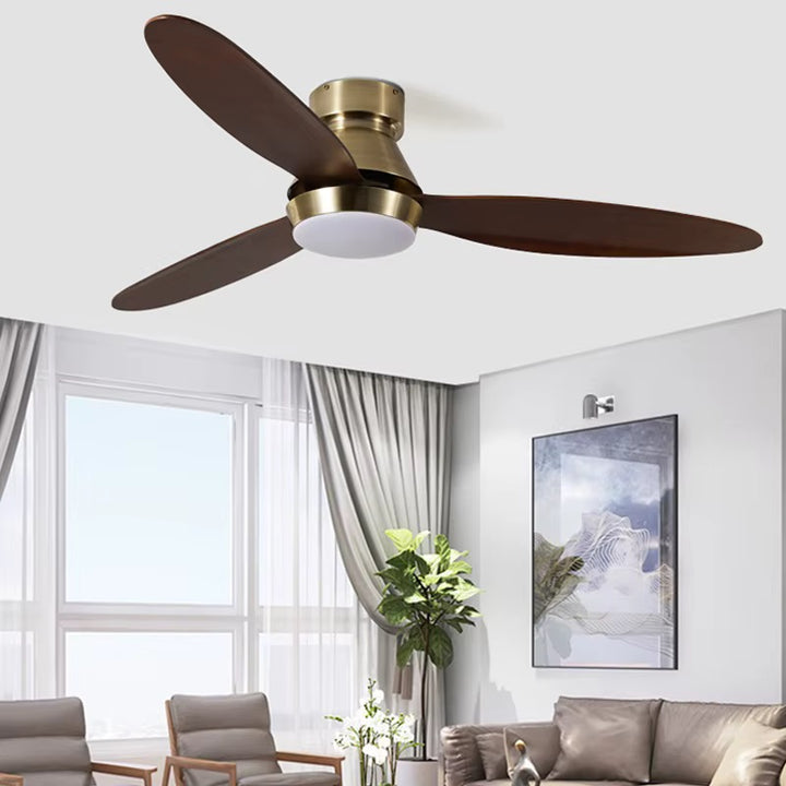 Aureo Brass & Walnut Ceiling Fan with LED Light