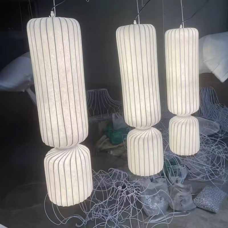 Modern Sculptural Pendant Light Set - Twisted White Design