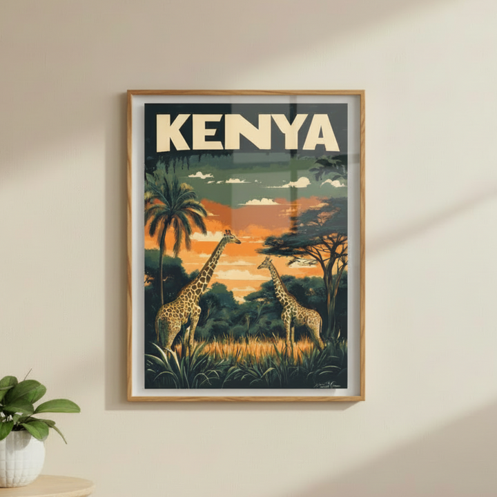 Kenya Safari Vintage Travel Poster Canvas