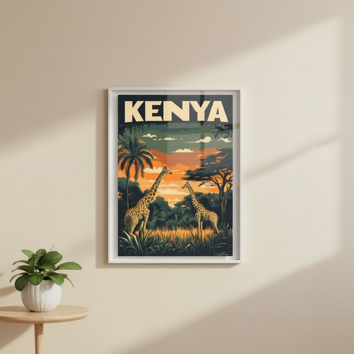 Kenya Safari Vintage Travel Poster Canvas