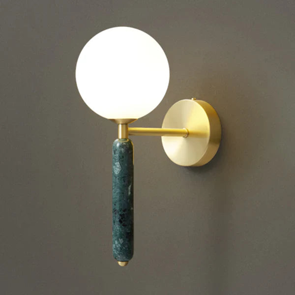 Modern Wall Sconce with Marble and Brass Accents