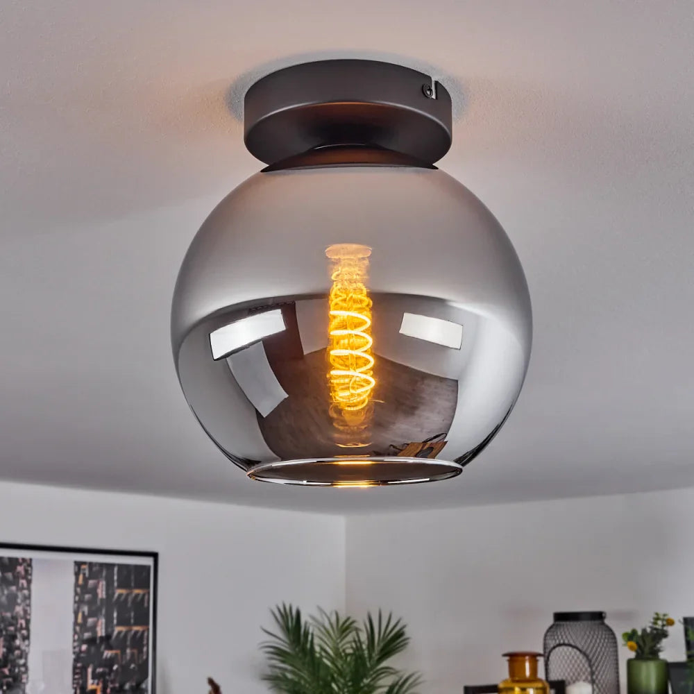 Modern Smoky Glass Globe Ceiling Light