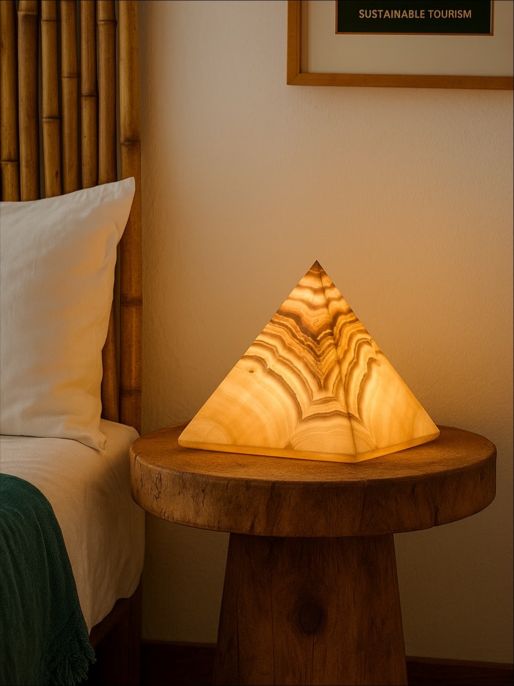 Alabaster Pyramid Table Lamp