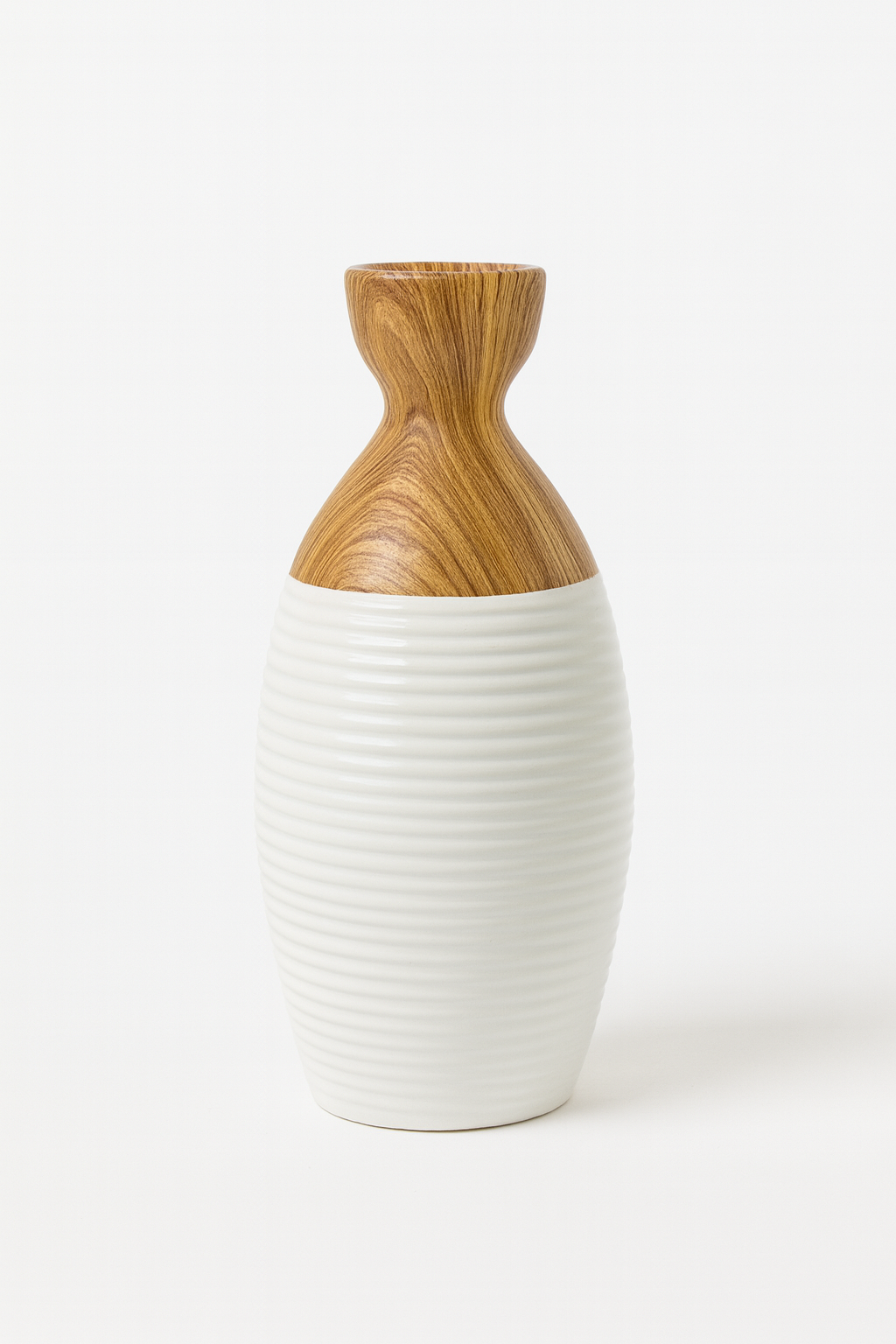 Wood & Ceramic Vase Set of 3