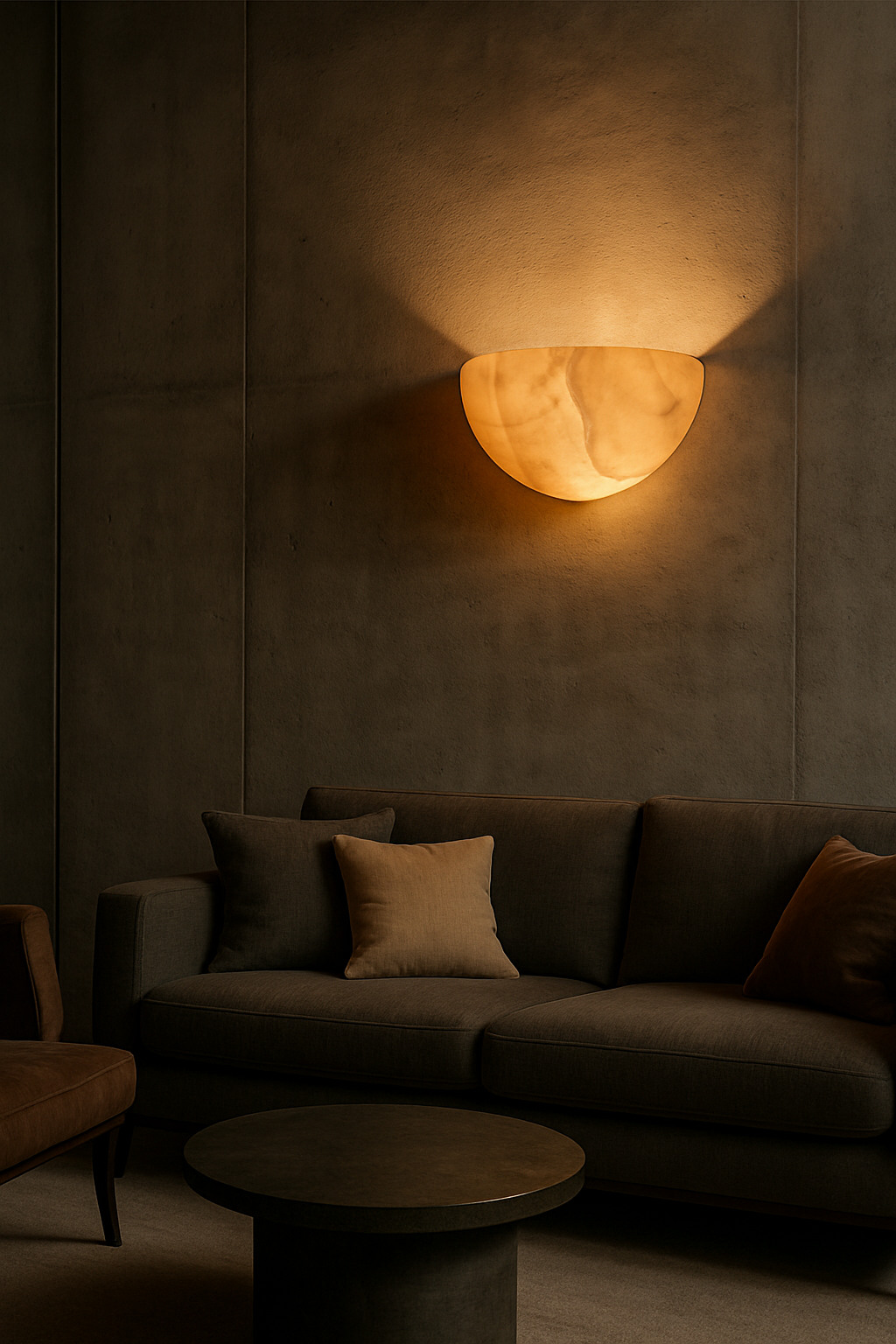 Warm Alabaster Half-Bowl Wall Sconce