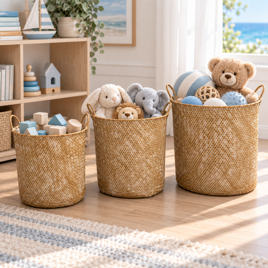 Woven Natural-Fiber Laundry Basket
