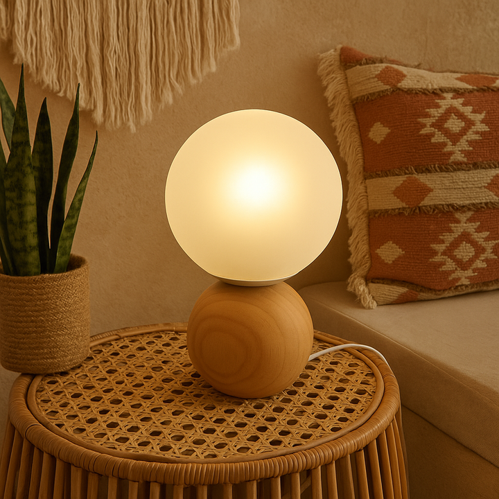 Wooden Globe Table Lamp