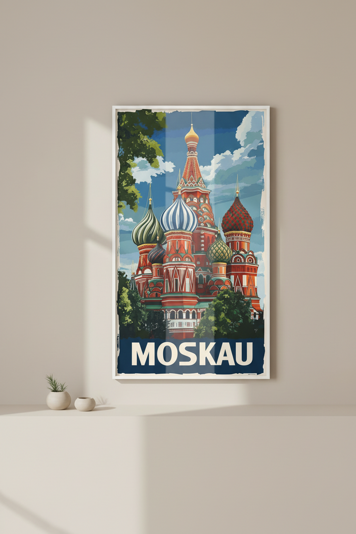 Moscow Russia Saint Basil Cathedral Vintage Travel Poster Canvas