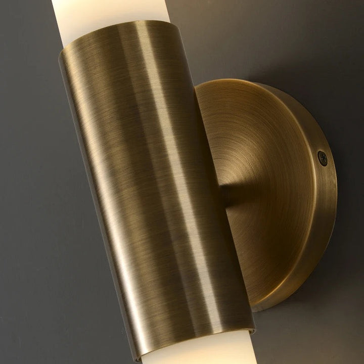 Modern Brass Wall Light with Frosted Tube Design