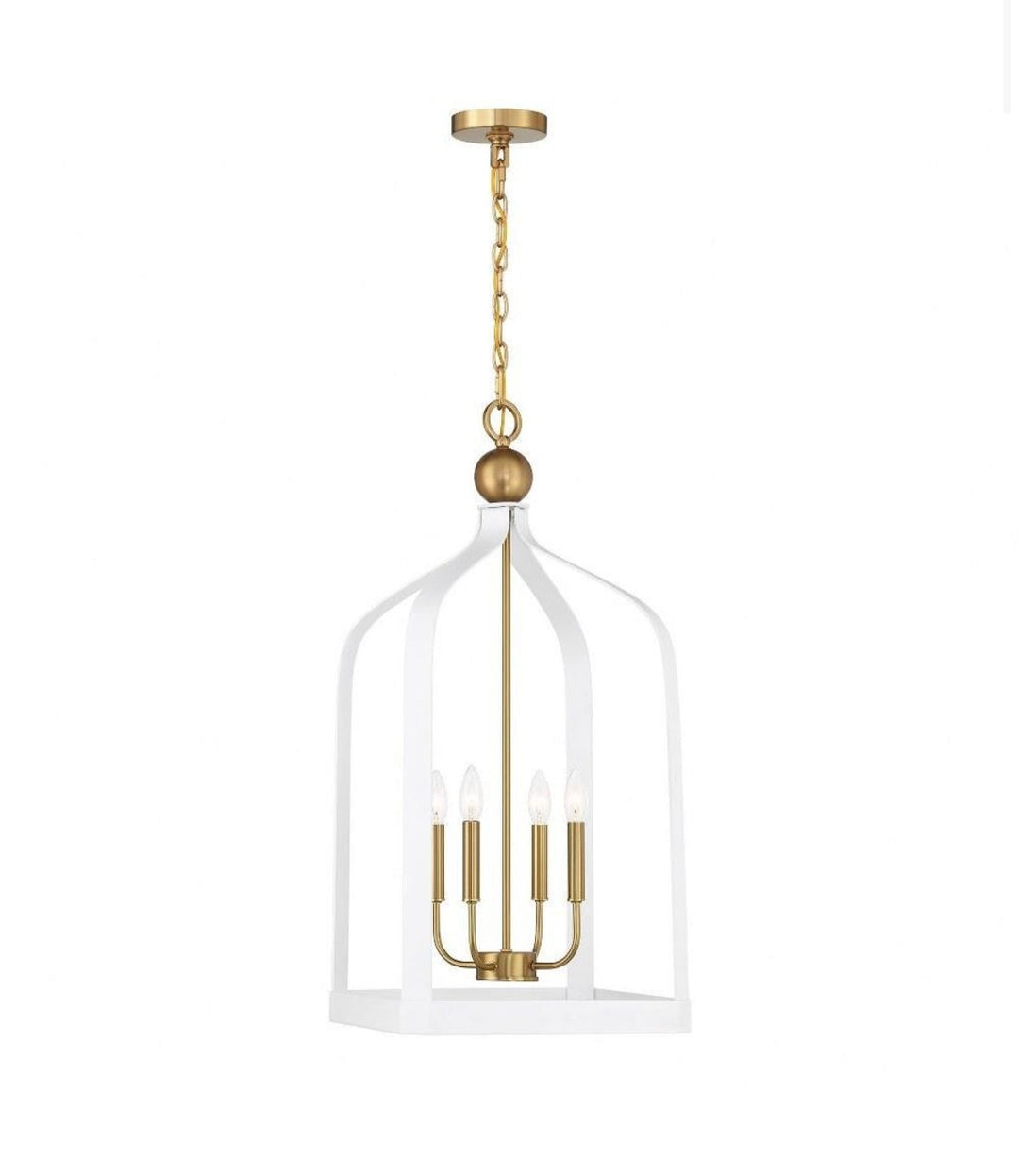 Elegant White and Gold Cage Chandelier