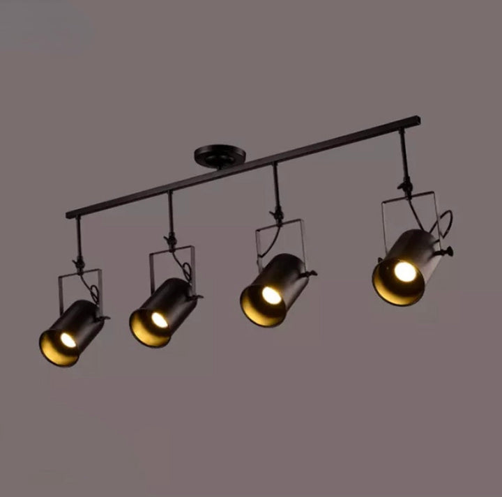 Industrial Track Lighting with Adjustable Spotlights