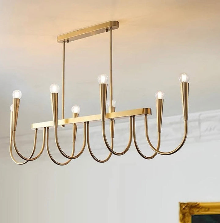 Modern Gold or Black Chandelier with Elegant Curved Design