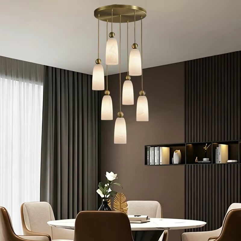 Light Cream Pendant Cluster with Gold-Tone Details