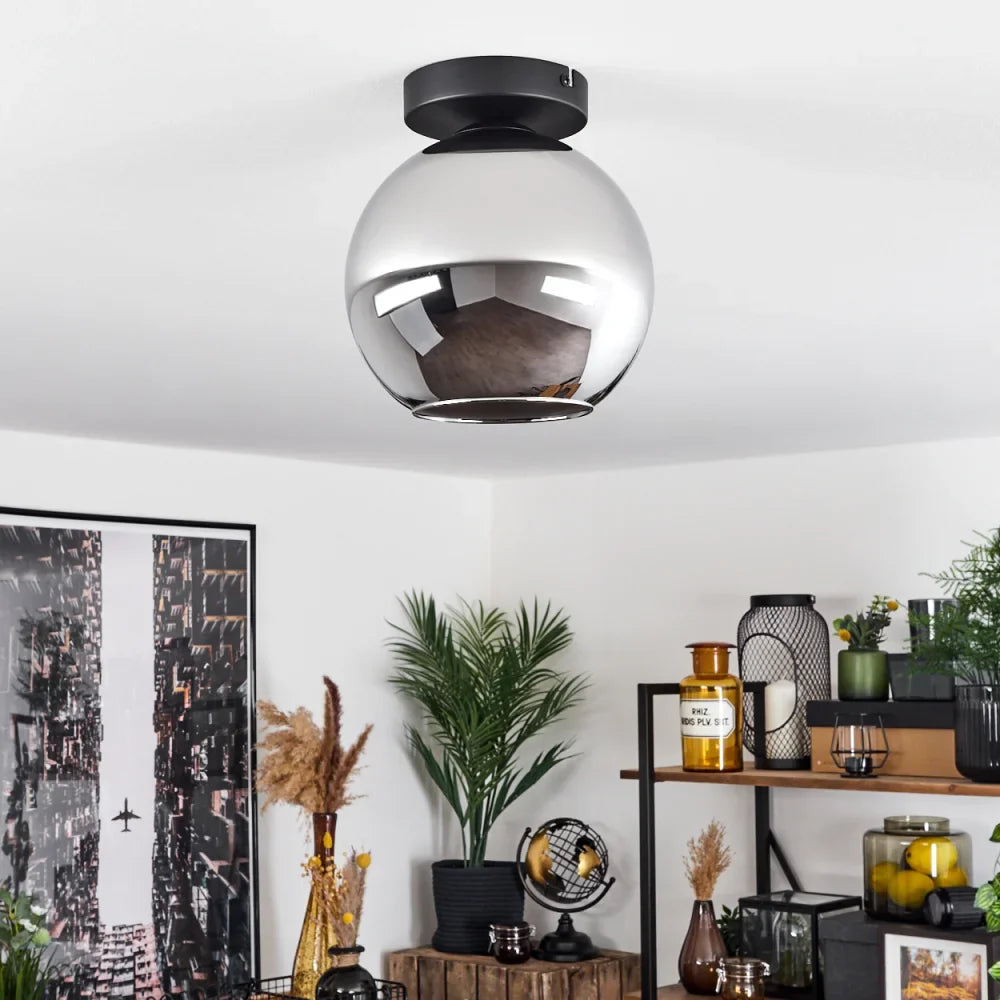 Modern Smoky Glass Globe Ceiling Light