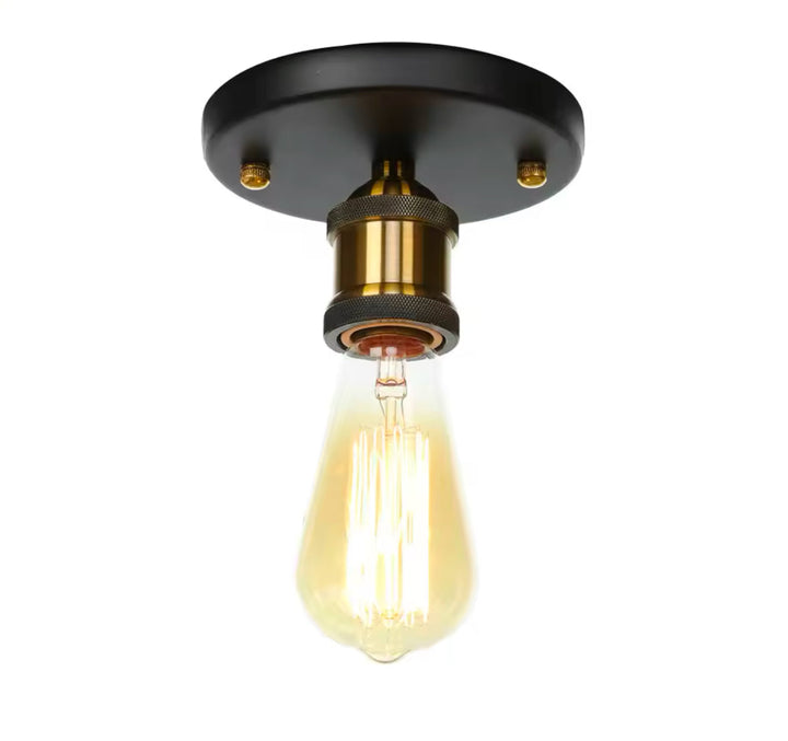 Industrial Flush Mount Ceiling Light with Exposed Bulb
