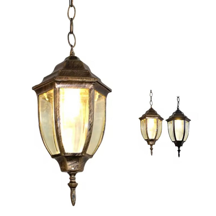 Traditional Outdoor Hanging Lantern in Black Finish