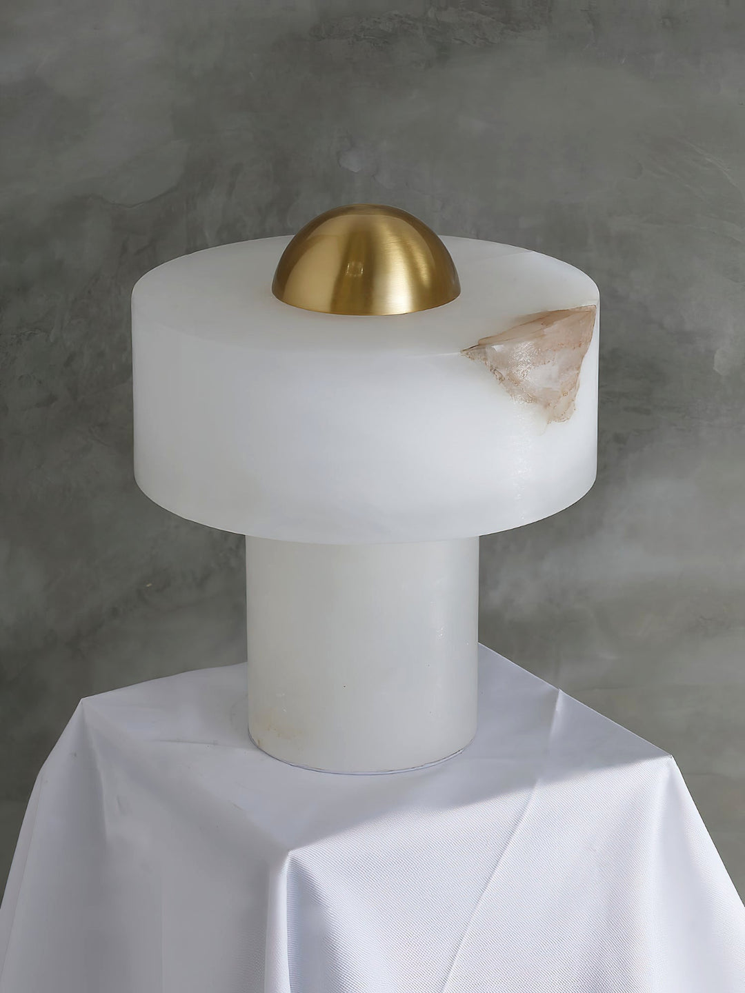 Modern Spanish Alabaster White and Brass Table Lamp