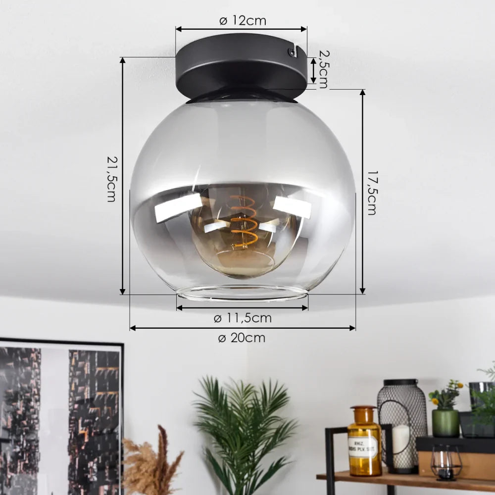 Modern Smoked Glass Globe Ceiling Light