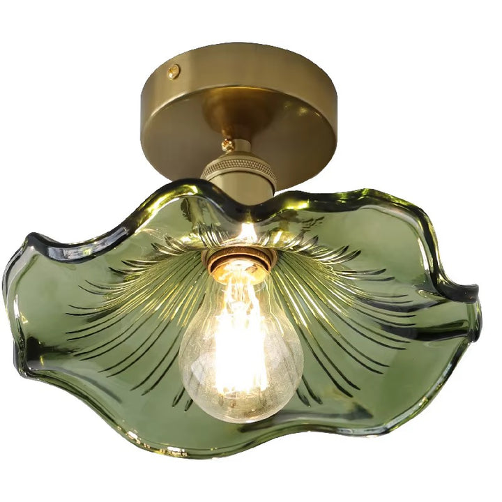 Artisan Ripple Glass Pendant Light with Brass Finish
