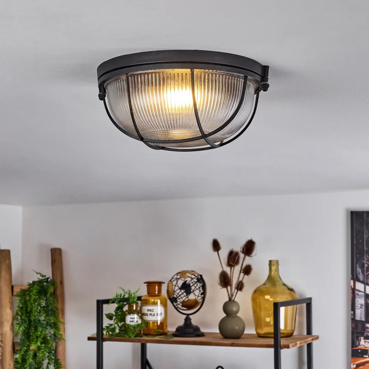 Industrial Black Cage Ceiling Light