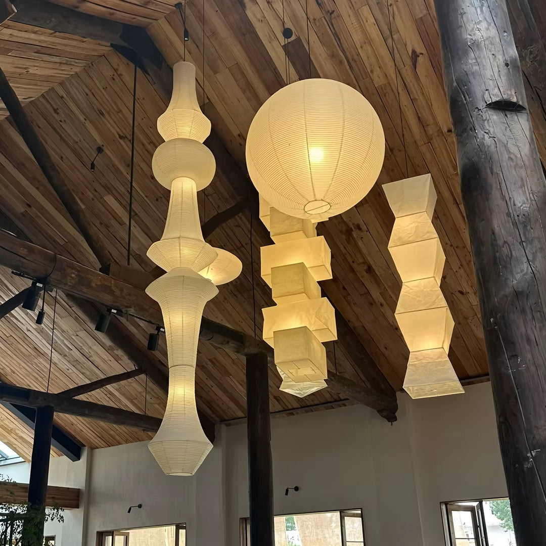 Sculptural Warm White Paper Pendant Light