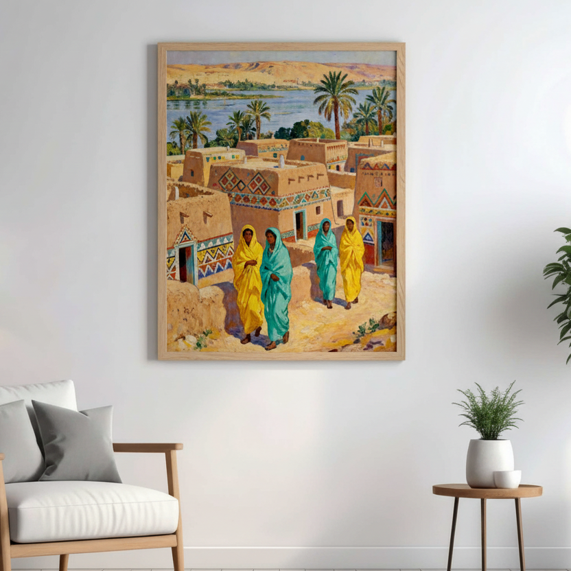 Nubian Village Nile Scene Wall Art