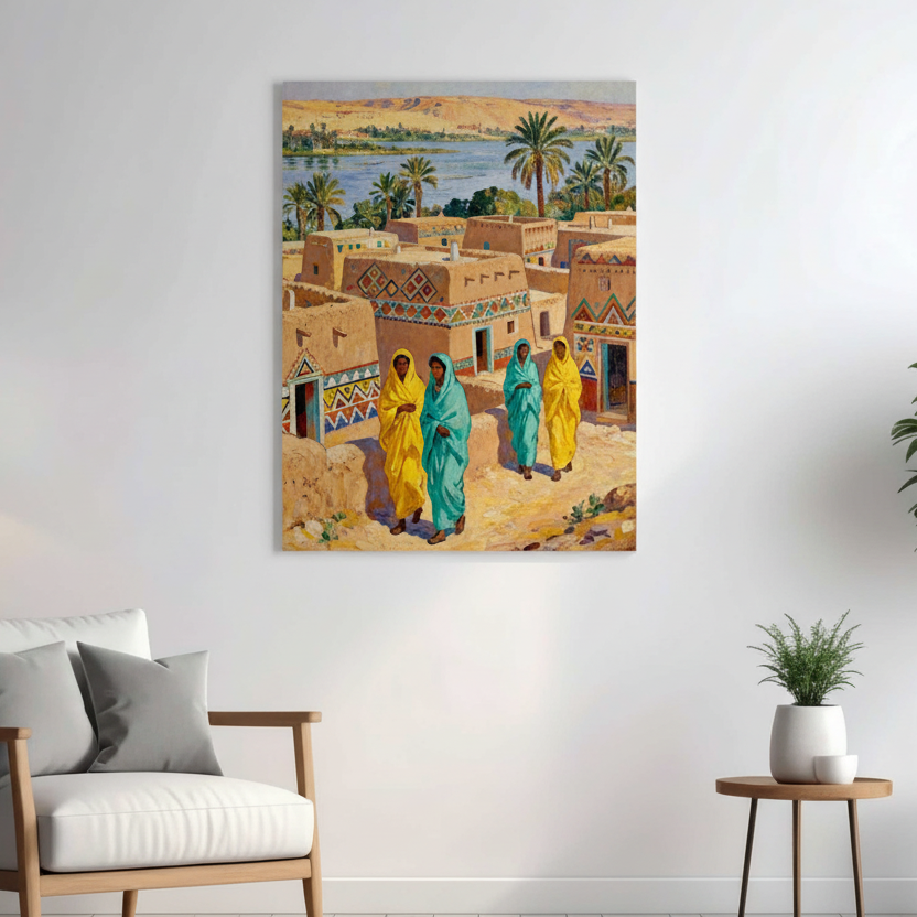 Nubian Village Nile Scene Wall Art