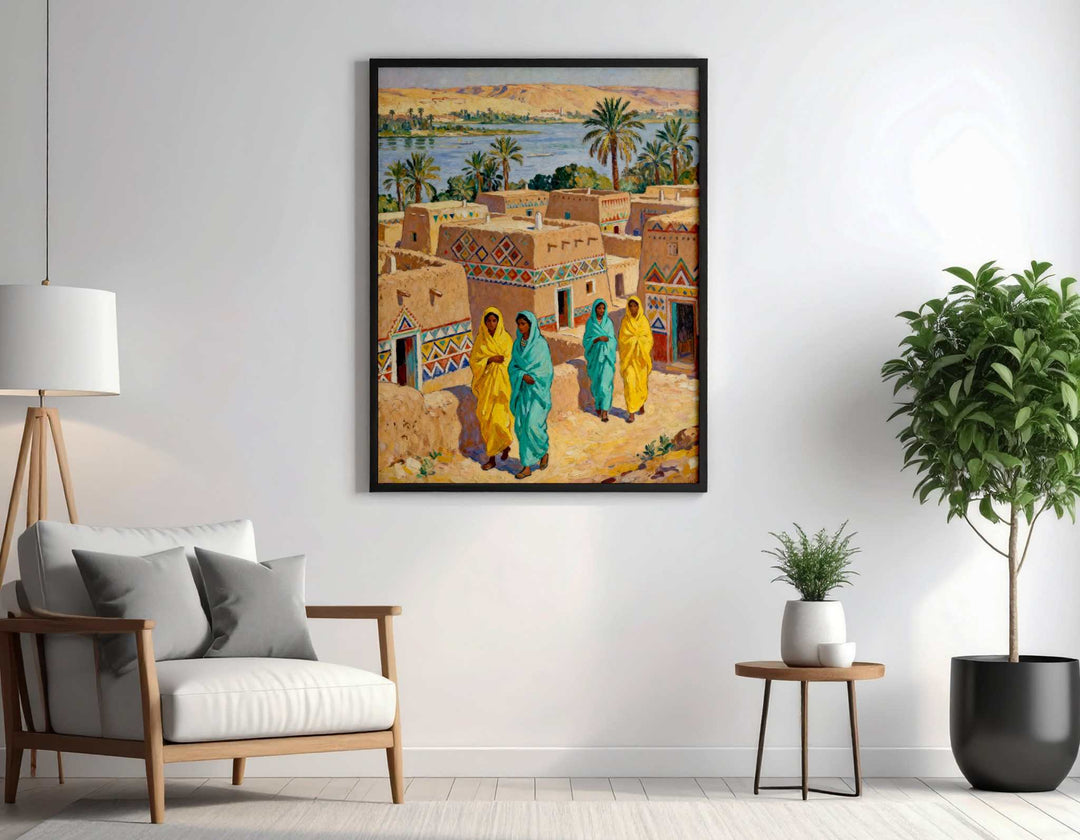 Nubian Village Nile Scene Wall Art