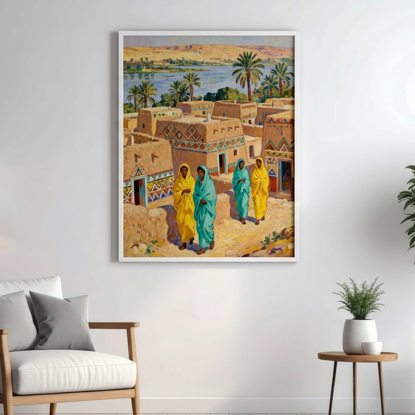 Nubian Village Nile Scene Wall Art